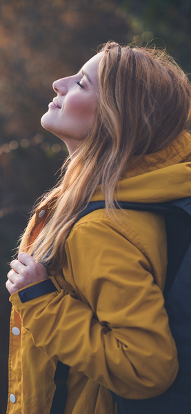Woman in Yellow Jacket Aesthetic Wallpaper – Nature & Fall Colors