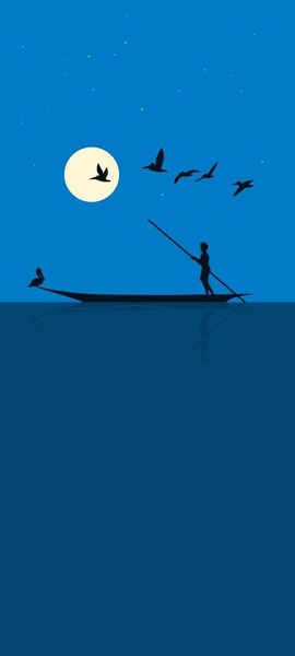 Canoe Trip in Aesthetic Night Scene – iPhone 4K Ultra HD Wallpaper