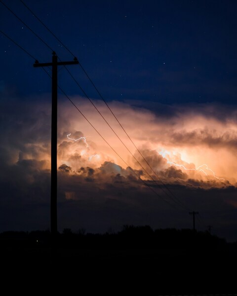 Electric Storm Night Wallpaper – Power Lines – Aesthetic – Realistic