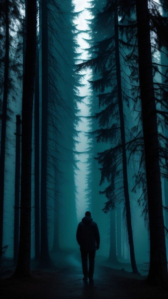 Lonely Hiker Silhouette Wallpaper - Aesthetic Forest Night Scene